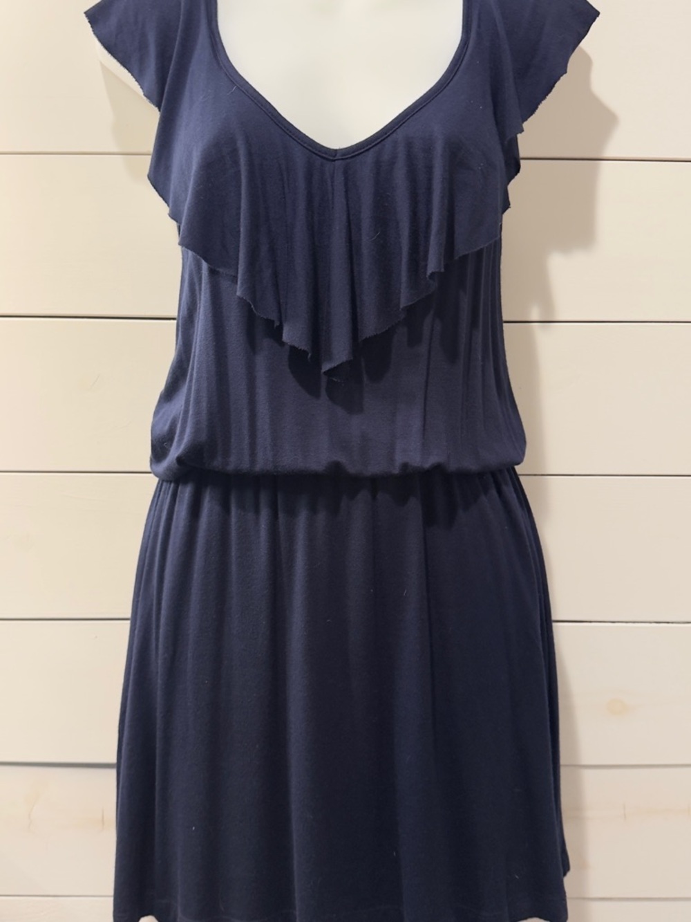 Guess Navy Ruffle-Front Mini Dress